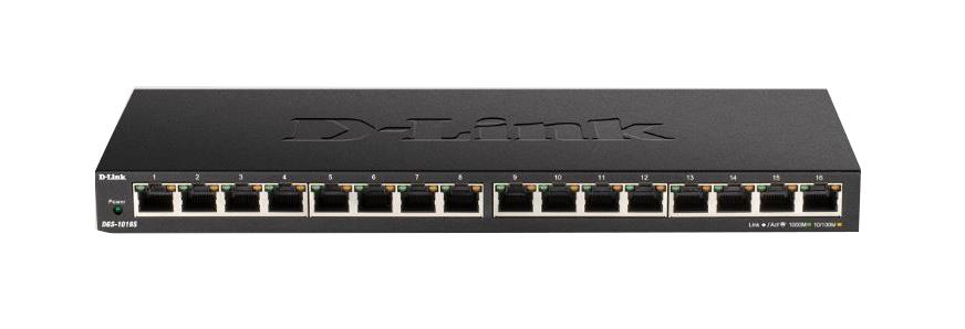 DGS-1016S D-Link 16-Port Gigabit Desktop Switch - 16 Ports - 2 Layer Supported - 8.89 W Power Consumption - Twisted Pair - Desktop - 5 Year Limited (Refurbished)