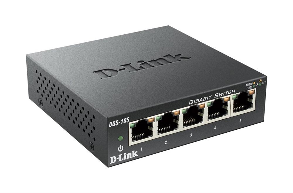 DGS-105/B D-Link 5-Ports Megabit Metal Housin Ethernet Desktop Switch (Refurbished)