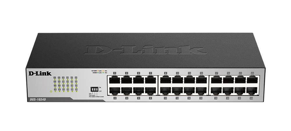 DGS1024D1 D-Link Dgs-1024d 24-Ports RJ-45 10/100/1000Mbps 10/100/1000Base-T Gigabit Unmanaged Desktop Switch (Refurbished)