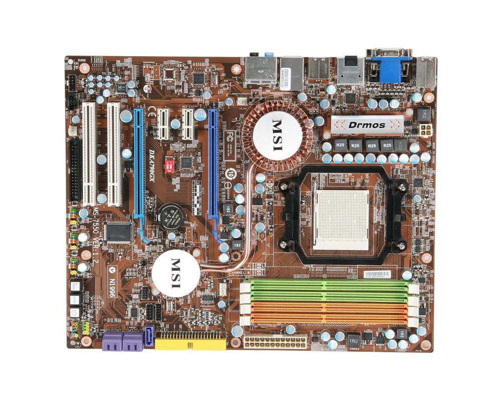 DKA790GX7550030 MSI Socket AM2+ AMD 790GX + SB750 Chipset AMD Phenom X4/ Phenom X3/ AMD Athlon 64 FX/ Athlon 64 X2/ Athlon 64/ Athlon/ AMD Opteron Processors Support DDR2 4x DIMM 5x SATA2 3.0Gb/s ATX Motherboard (Refurbished)