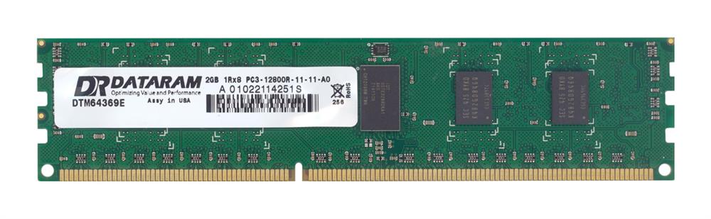 DTM64369E Dataram 2GB PC3-12800 DDR3-1600MHz ECC Registered CL11 240-Pin DIMM Single Rank Memory Module