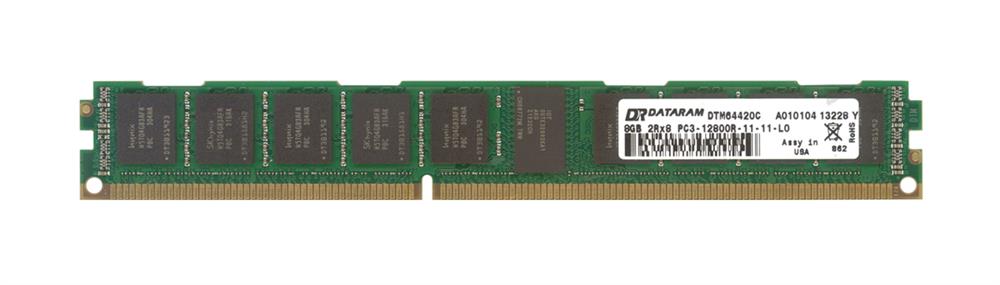 DTM64420C Dataram 8GB PC3-12800 DDR3-1600MHz ECC Registered CL11 240-Pin DIMM Very Low Profile (VLP) Dual Rank Memory Module