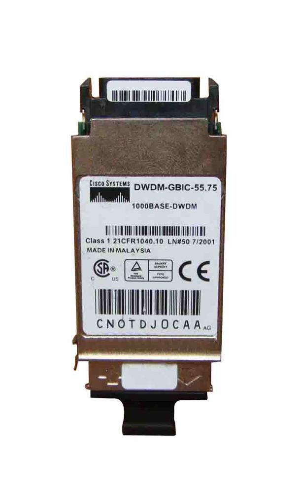 DWDM-GBIC-55.75/NS Cisco 1.25Gbps 1000Base-DWDM Single-mode Fiber 80km 1555.75nm Duplex SC Connector GBIC Transceiver Module