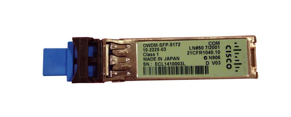 DWDM-SFP-5172 Cisco 1.25Gbps 1000Base-DWDM Single-Mode Fiber 80km 1551.72nm LC Connector SFP Transceiver Module