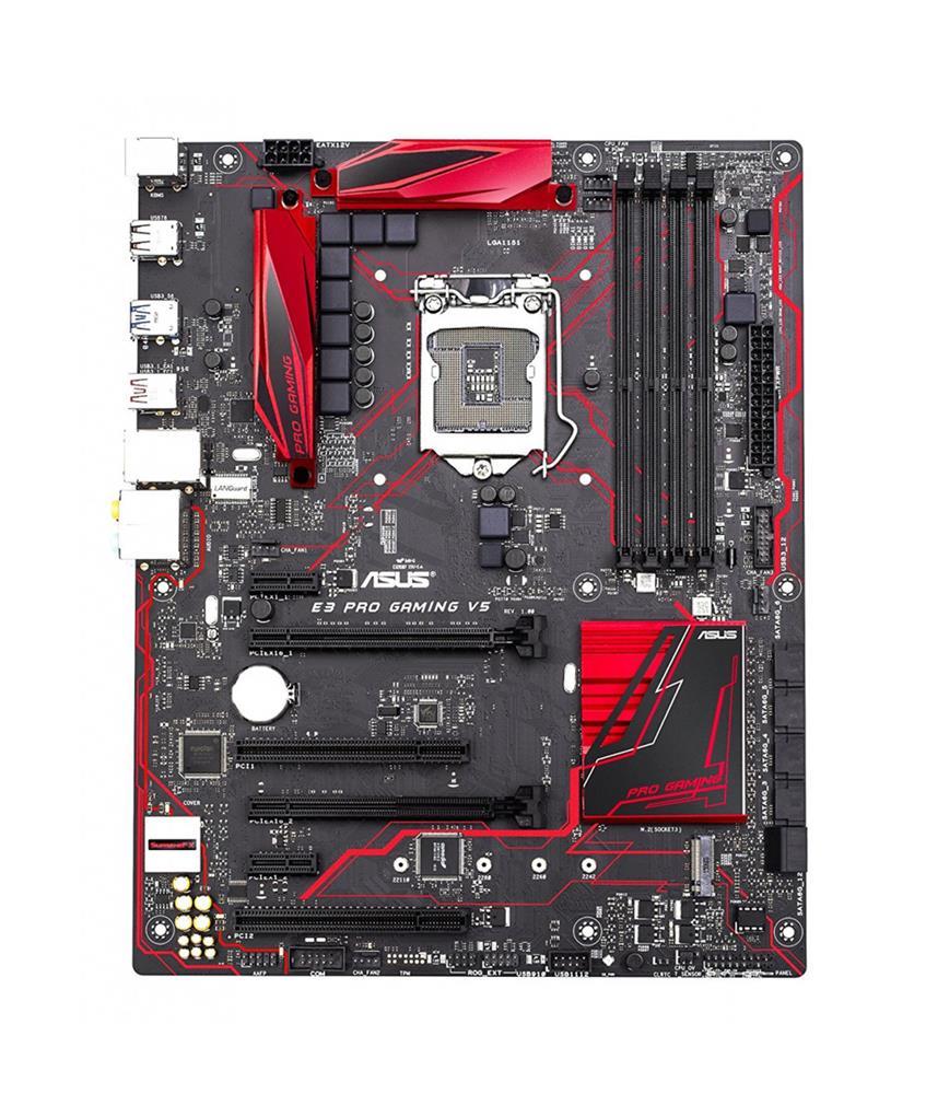 E3 PRO GAMING V5 Asus Socket LGA 1151 Intel C232 Chipset Xeon E3-1200 v6/v5 & 7th/6th Generation Core / Pentium / Celeron Processors Support DDR4 4x DIMM 6x SATA 6.0Gb/s ATX Motherboard (Refurbished)