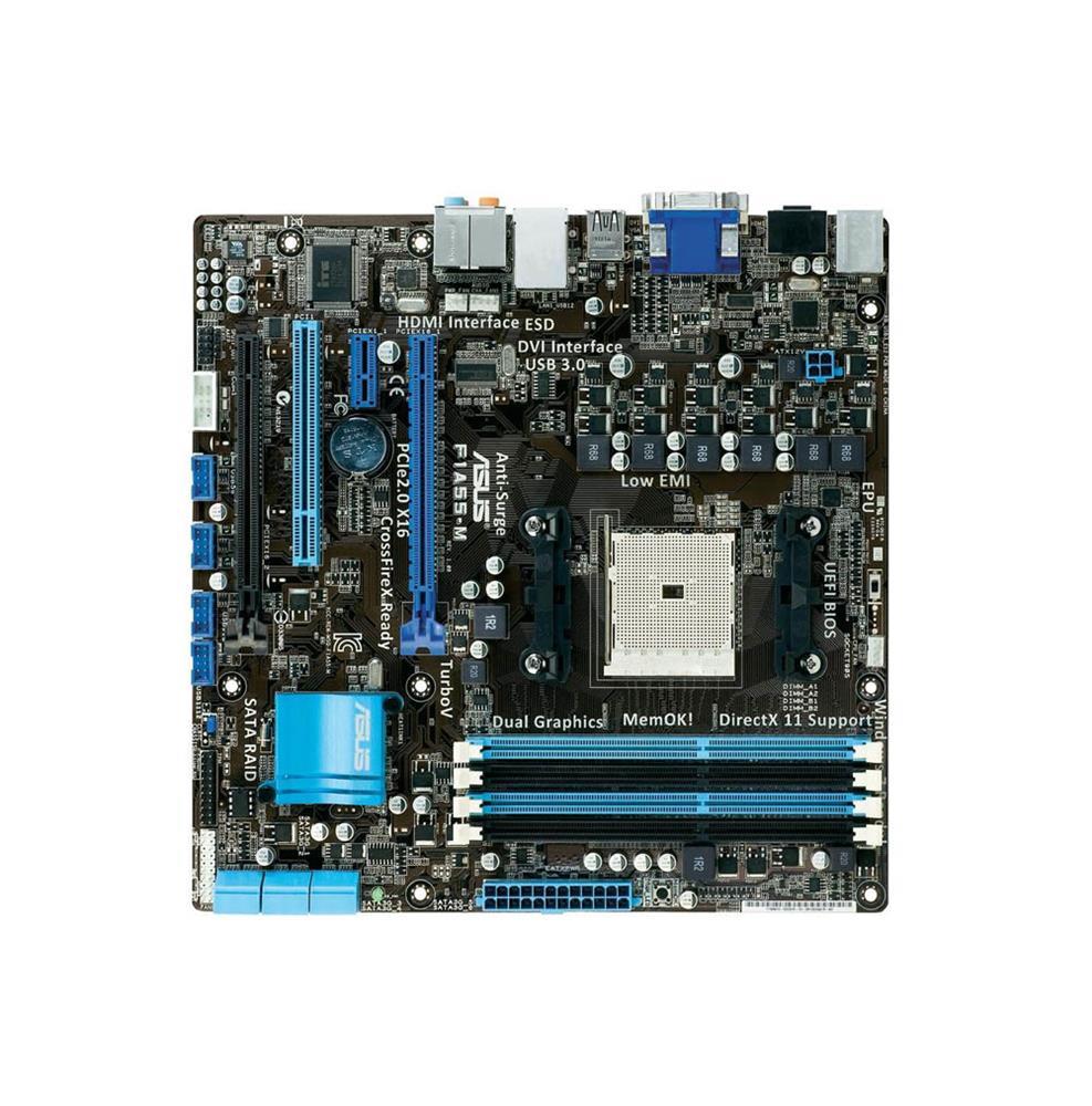 F1A55-M/CSM-DDO ASUS F1A55-M A-Series/E2-Series Accelerated Processor Support AMD A55 FCH (Hudson D2) Chipset Socket FM1 micro-ATX Motherboard (Refurbished)