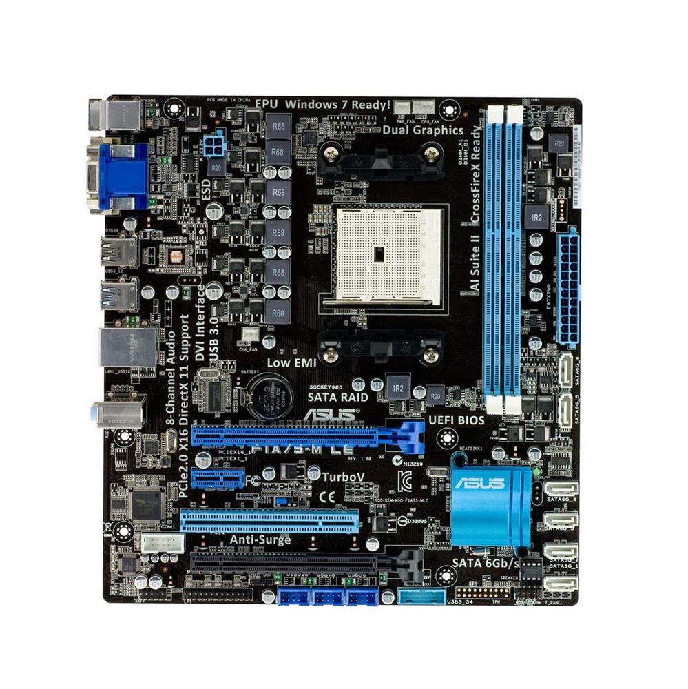 F1A75-M LE ASUS Socket FM1 AMD A75 FCH (Hudson D3) Chipset AMD A-Series/E2-Series Accelerated Processors Support DDR3 2x DIMM 6x SATA 6.0Gb/s uATX Motherboard (Refurbished)