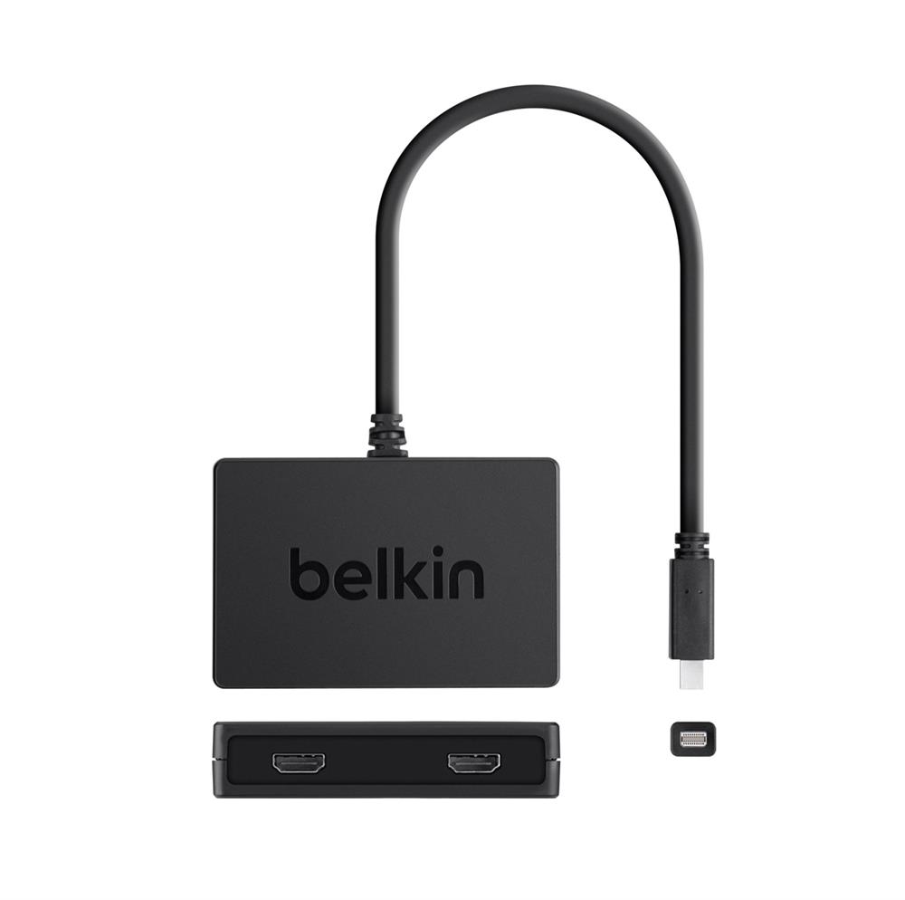 F2CD068TT Belkin Dual View Displayport To 2x HDMI Adapter Dongle Displayport Adapter Displayport M 19 PIN HDMI