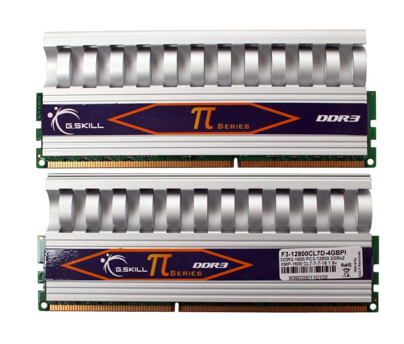 F3-12800CL7D-4GBPI G.SKILL PI 4GB Kit (2 X 2GB) PC3-12800 DDR3-1600MHz non-ECC Unbuffered CL7 (7-7-7-18) 240-Pin DIMM Memory
