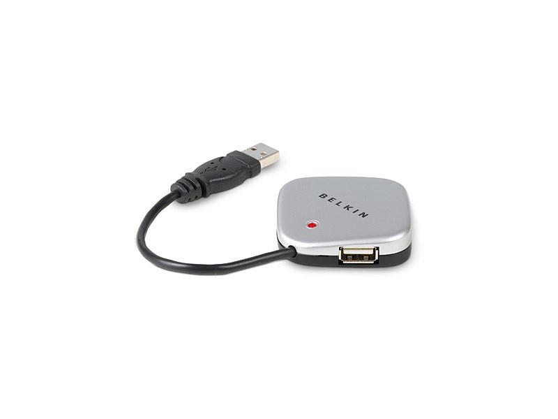 F5U407V Belkin 4-port Ultra USB 2.0 Mini Hub Silver (Refurbished)