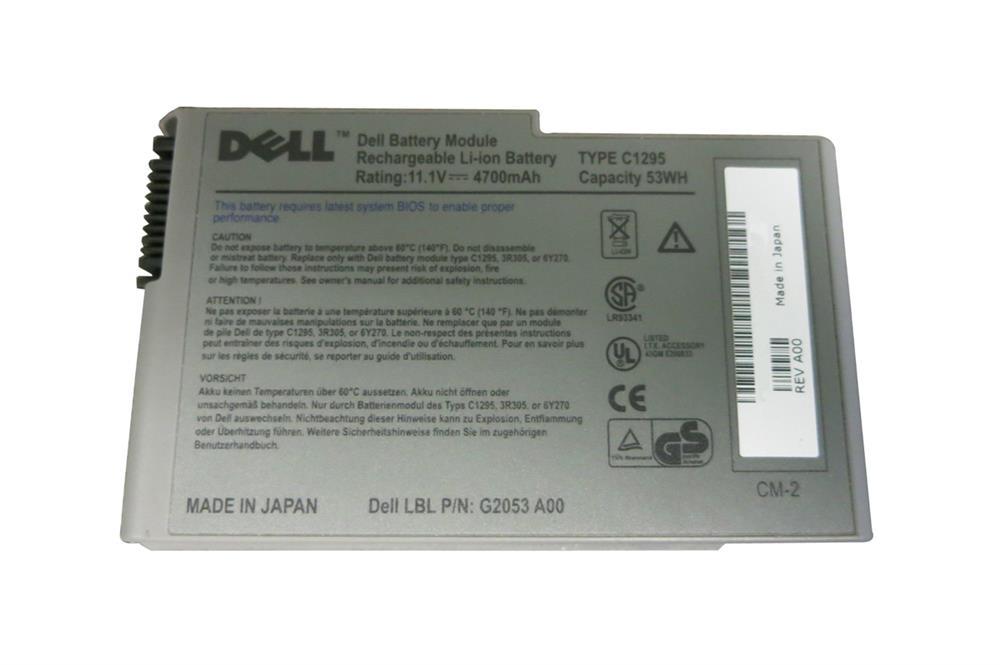 G2053 Dell Lithium-Ion Battery for Latitude D500/D505/D510/D600/D610 Inspiron 500M/510M/600M (Refurbished)