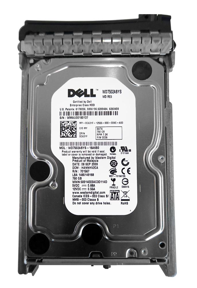G631F Dell 750GB 7200RPM SATA 3Gbps 32MB Cache 3.5-inch Internal Hard Drive