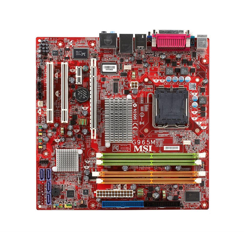 G965M-F MSI Socket LGA 775 Intel G965 Express + ICH8 Chipset Core 2 Duo/ Pentium D/ Celeron D Processors Support DDR2 4x DIMM 4x SATA 3.0Gb/s ATX Motherboard (Refurbished)