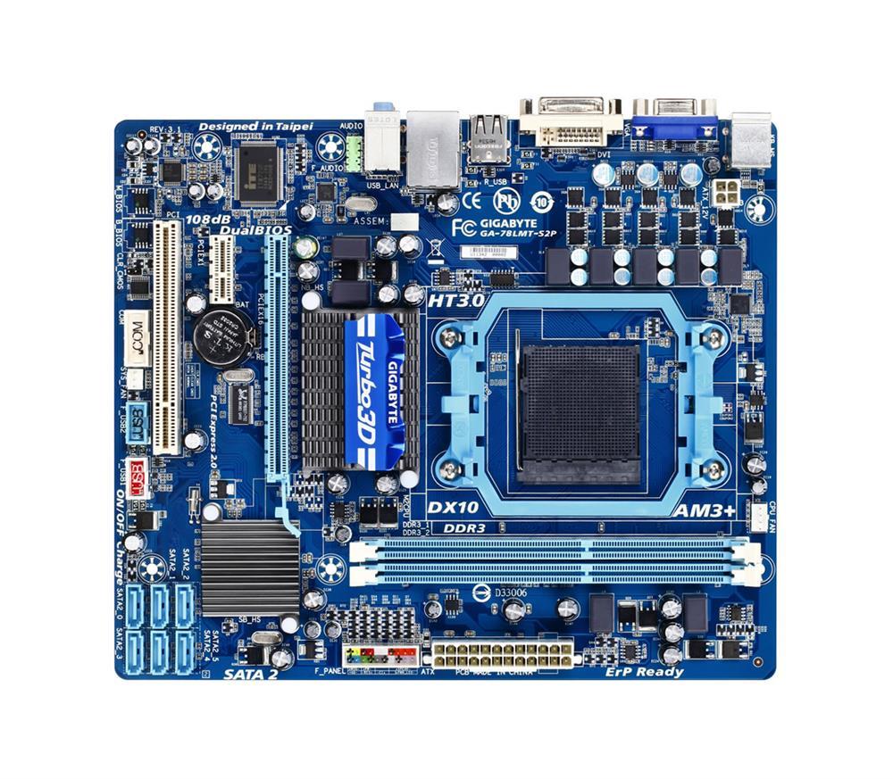 GA-78LMT-S2P (rev. 4.0) Gigabyte Socket AM3+ AMD 760G + SB710 Chipset AMD AM3 Phenom II/ AMD Athlon II Processors Support DDR3 2x DIMM 6x SATA 3.0Gb/s Micro-ATX Motherboard  (Refurbished)