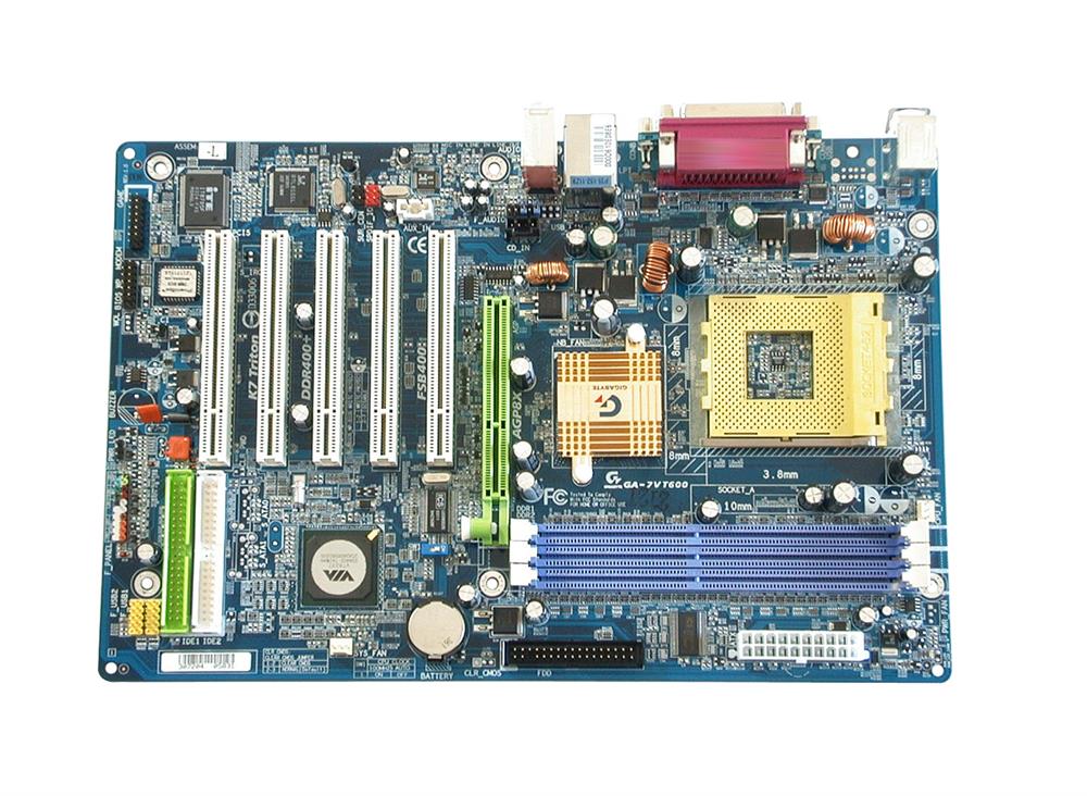 GA-7VT600 Gigabyte Socket A VIA KT600/VIA 8235(8237) Chipset AMD Athlon XP/ Athlon/ Duron Processors Support DDR4/DDR3/DDR2 3x DIMM 2x SATA ATX Motherboard (Refurbished)
