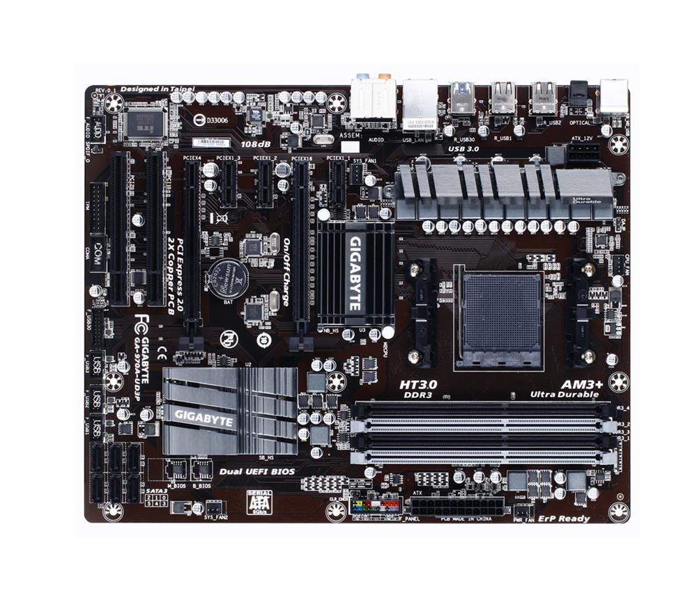 GA-970A-UD3P (rev. 1.0) Gigabyte Socket AM3+ AMD 970/ SB950 Chipset AM3+ FX/ AMD AM3 Phenom II/ Athlon II Processors Support DDR3 4x DIMM 6x SATA 6.0Gb/s ATX Motherboard  (Refurbished)