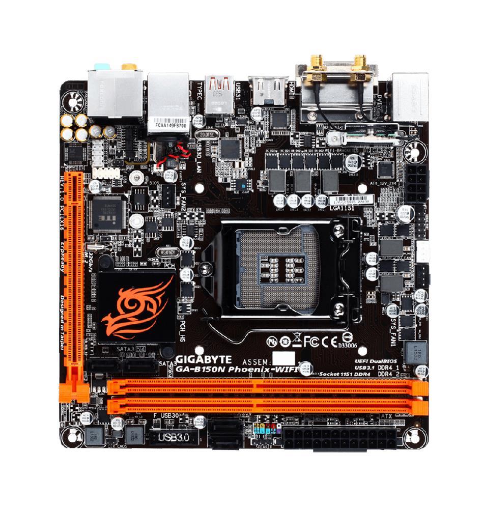 GA-B150NPhoenix-WIFI(rev.1.0) Gigabyte Socket LGA 1151 Intel B150 Express Chipset 7th/6th Generation Core i7 / i5 / i3 / Pentium / Celeron Processors Support DDR4 2x DIMM 6x SATA 6.0Gb/s Mini-ITX Motherboard (Refurbished)