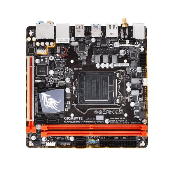 GA-B250N Phoenix-WIFI Gigabyte Socket LGA 1151 Intel B250 Express Chipset 7th/6th Generation Core i7 / i5 / i3 / Pentium / Celeron Processors Support DDR4 2x DIMM 4x SATA 6.0Gb/s Mini-ITX Motherboard (Refurbished)