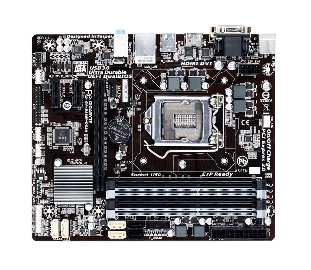 GA-B85M-DS3H(rev.1.1) Gigabyte Socket LGA 1150 Intel B85 Express Chipset Core i7 / i5 / i3 / Pentium / Celeron Processors Support DDR3 4x DIMM 4x SATA 6.0Gb/s Micro-ATX Motherboard (Refurbished) GA-B85M-DS3H (rev. 1.1)