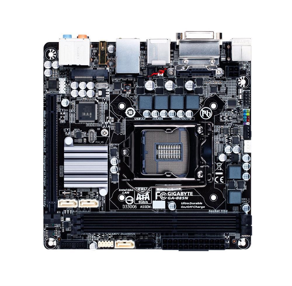 GA-B85N(rev.1.1) Gigabyte Socket LGA 1150 Intel B85 Express Chipset Core i7 / i5 / i3 / Pentium / Celeron Processors Support DDR3 2x DIMM 3x SATA 6.0Gb/s Mini-ITX Motherboard (Refurbished) GA-B85N (rev. 1.1)
