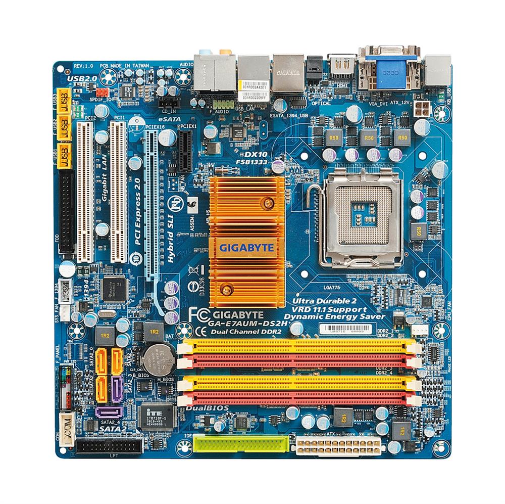 GA-E7AUM-DS2H Gigabyte Nvidia Geforce 9400 S775 Pci-E2.0 Sata Raid Motherboard (Motherboard Only) (Refurbished)