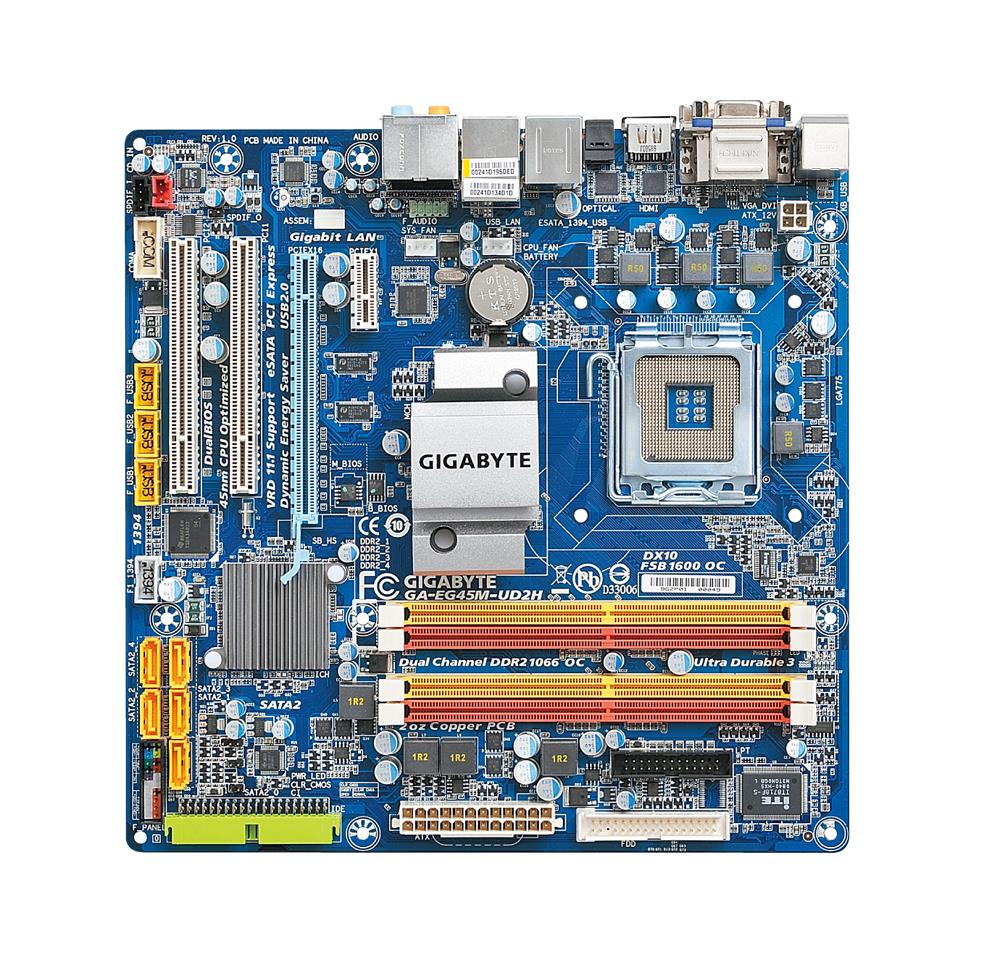 GA-EG45M-UD2H Gigabyte Socket LGA775 Intel G45/ICH10R Chipset micro-ATX Motherboard (Refurbished)