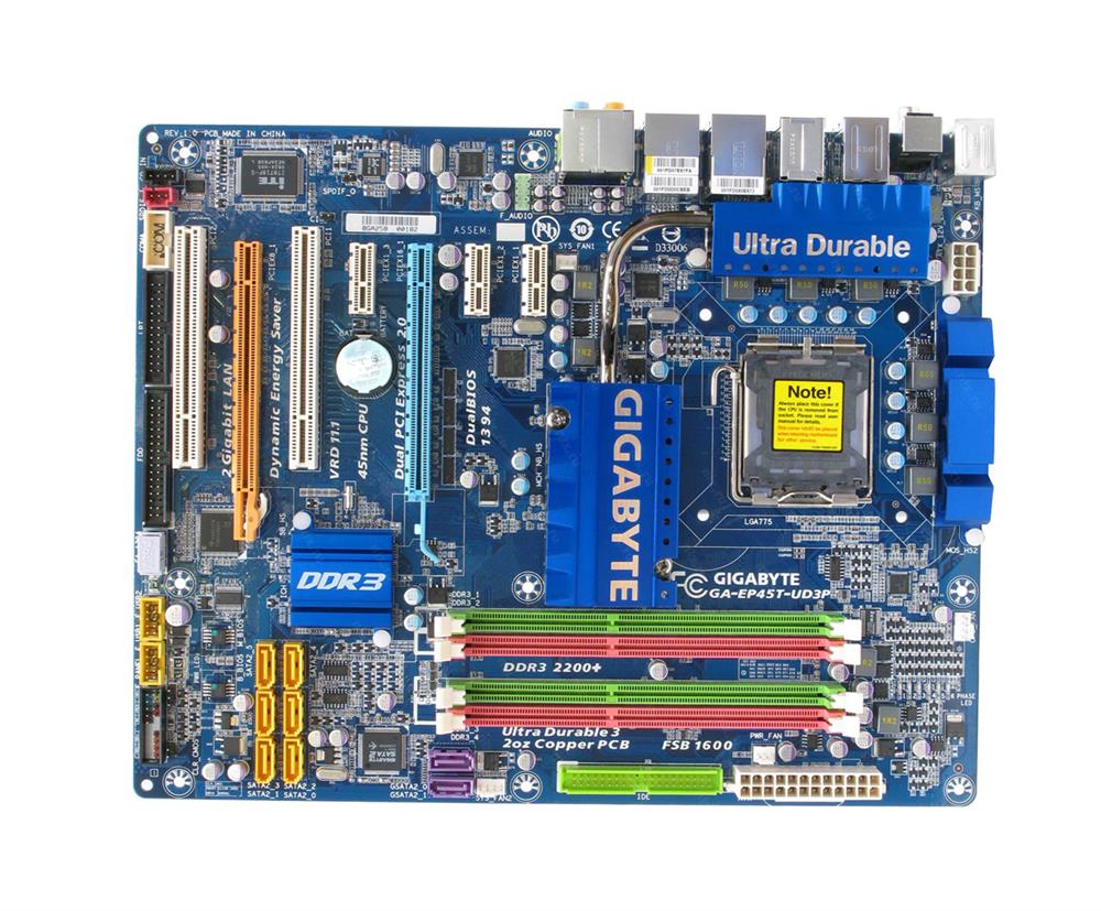 GA-EP45T-UD3P Gigabyte P45/ICH10 Chipset Core 2 Extreme/ Core 2 Quad/ Core 2 Duo/ Pentium Dual Core/ Celeron Processors Support Socket LGA775 ATX Motherboard (Motherboard) (Refurbished)