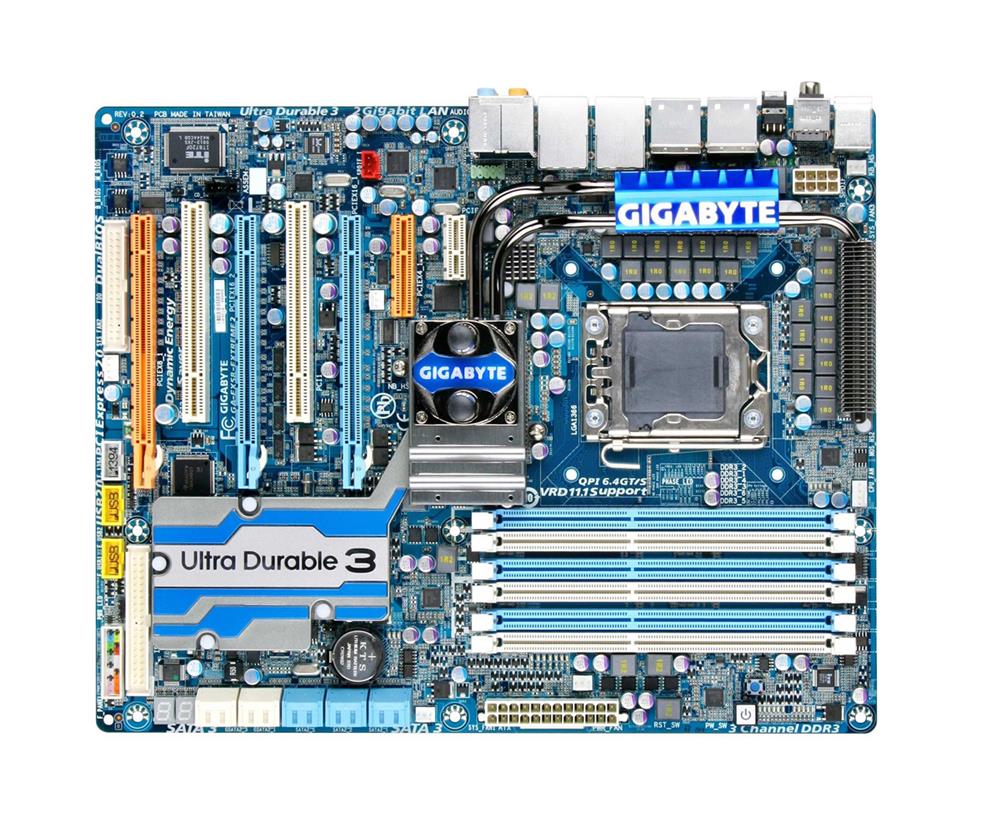 GA-EX58-EXTREME Gigabyte Socket LGA 1366 Intel X58 + ICH10R Chipset Core i7 Series Processors Support DDR3 6x DIMM 6x SATA 3.0Gb/s ATX Motherboard (Refurbished)
