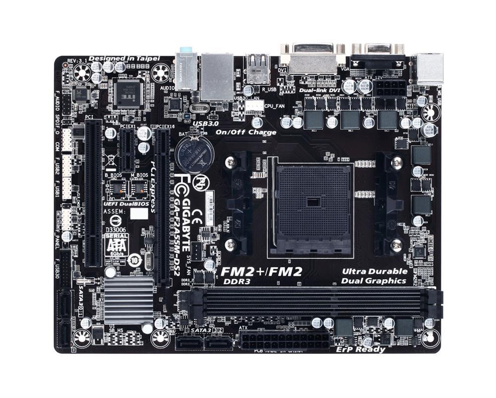 GA-F2A55M-DS2 Gigabyte Ultra Durable 4 Classic Desktop Motherboard AMD A55 Chipset Socket FM2 (Refurbished)