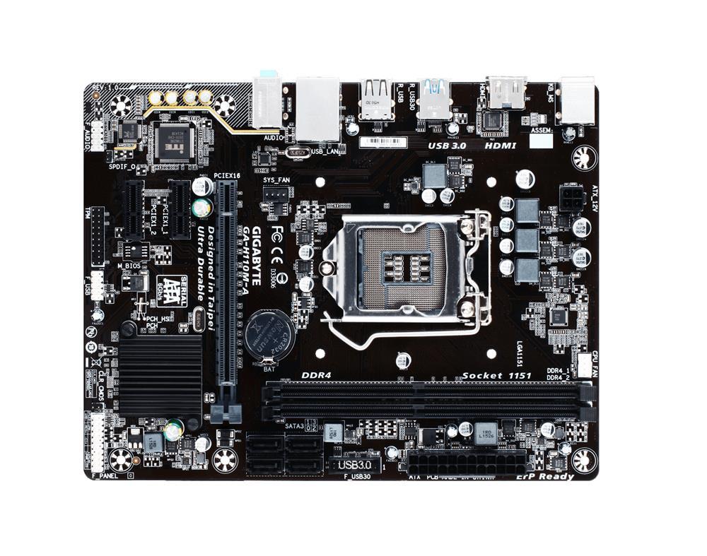 GA-H110M-A(rev.1.0) Gigabyte Socket LGA 1151 Intel H110 Express Chipset 7th/6th Generation Core i7 / i5 / i3 / Pentium / Celeron Processors Support DDR4 2x DIMM 4x SATA 6.0Gb/s Micro-ATX Motherboard (Refurbished) GA-H110M-A (rev. 1.0)