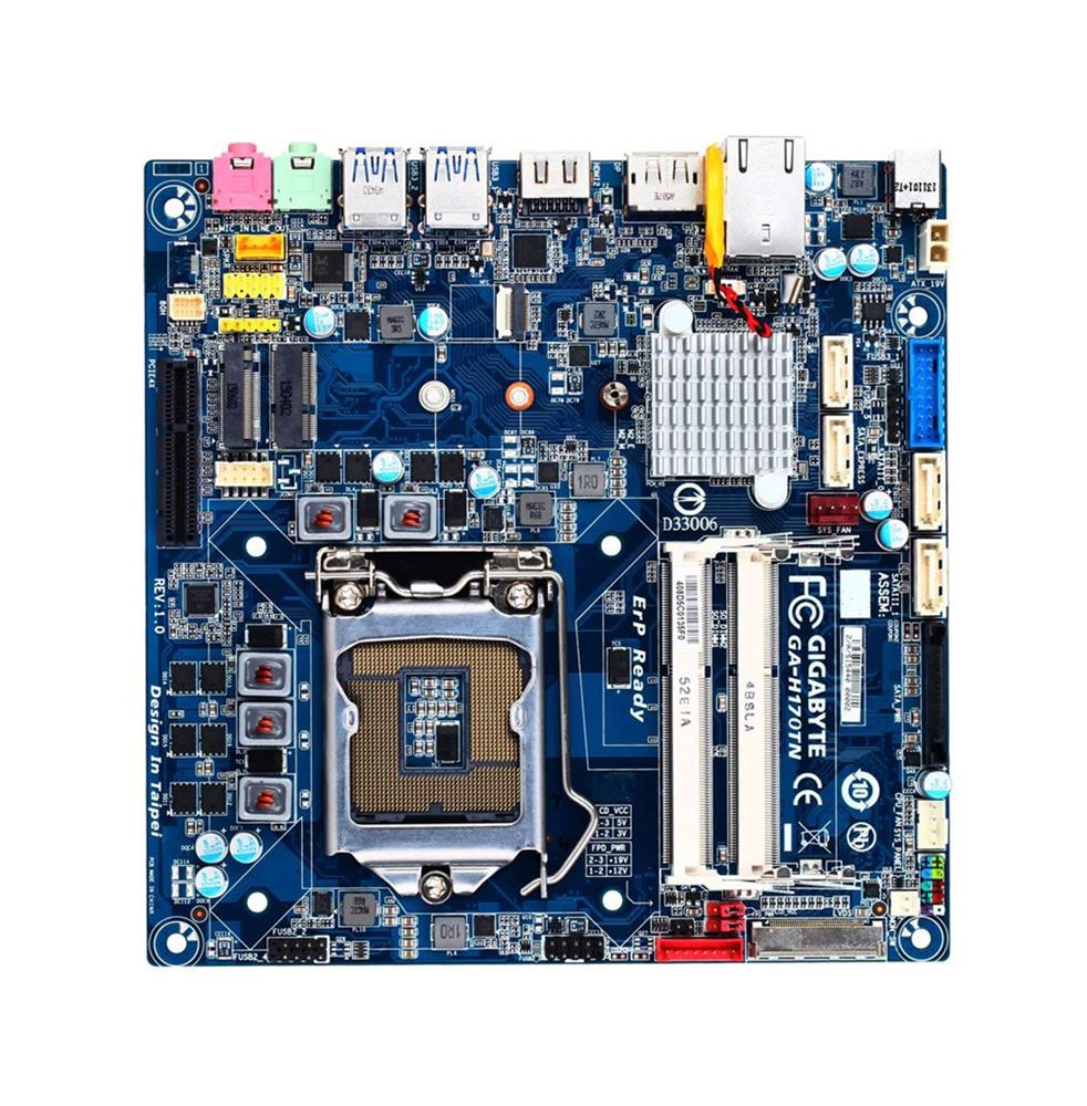 GA-H170TN Gigabyte Socket LGA 1151 Intel H110 Express Chipset Core i7 / i5 / i3 / Pentium / Celeron Processors Support DDR3L 2x DIMM 4x SATA 6.0Gb/s Thin Mini-ITX Motherboard (Refurbished)