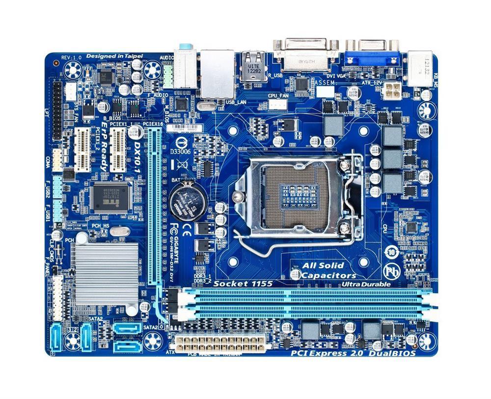 GA-H61M-DS2 DVI (rev. 1.0) Gigabyte Socket LGA 1155 Intel H61 Express Chipset Core i7 / i5 / i3 / Pentium / Celeron Processors Support DDR3 2x DIMM 4x SATA 3.0Gb/s Micro-ATX Motherboard (Refurbished)