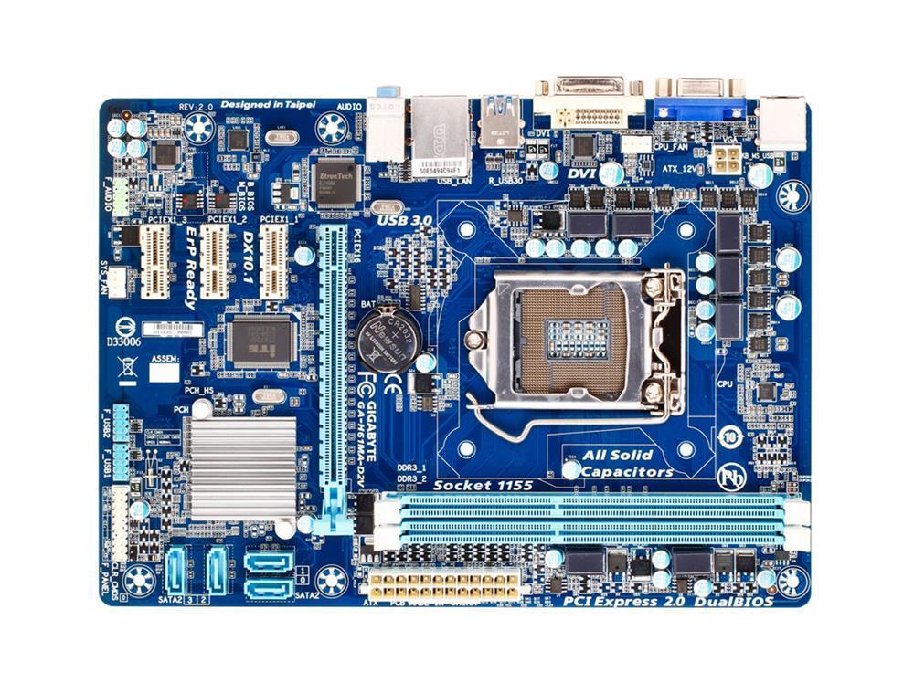 GA-H61MA-D2V(rev.2.1) Gigabyte Socket LGA 1155 Intel H61 Express Chipset Core i7 / i5 / i3 / Pentium / Celeron Processors Support DDR3 2x DIMM 4x SATA 3.0Gb/s Micro-ATX Motherboard (Refurbished) GA-H61MA-D2V (rev. 2.1)