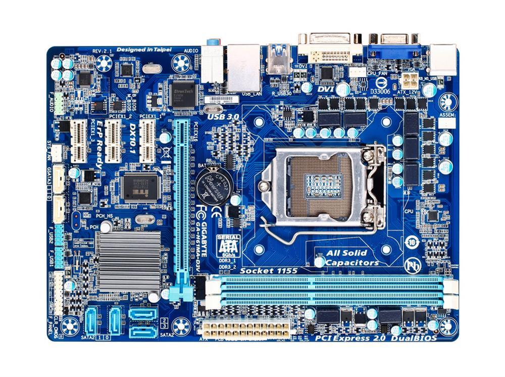 GA-H61MA-D3V (rev. 2.0) Gigabyte Socket LGA 1155 Intel H61 Express Chipset Core i7 /i5 / i3 / Pentium / Celeron Processors Support DDR3 2x DIMM 4x SATA 3.0Gb/s Micro-ATX Motherboard (Refurbished)