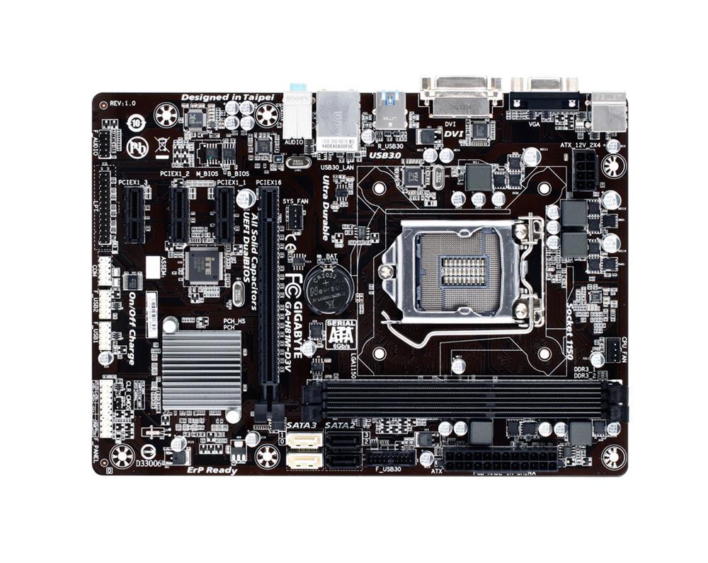 GA-H81M-D3V(rev.1.0) Gigabyte Socket LGA 1150 Intel H81 Express Chipset Core i7 / i5 / i3 / Pentium / Celeron Processors Support DDR3 2x DIMM 2x SATA 6.0Gb/s Micro-ATX Motherboard (Refurbished) GA-H81M-D3V (rev. 1.0)