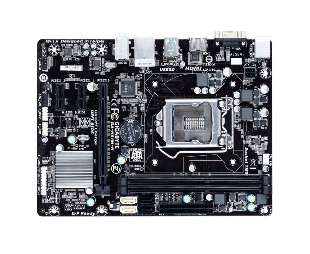 GA-H81M-H(rev.2.0) Gigabyte Socket LGA 1150 Intel H81 Express Chipset Core i7 / i5 / i3 / Pentium / Celeron Processors Support DDR3 2x DIMM 2x SATA 6.0Gb/s Micro-ATX Motherboard (Refurbished) GA-H81M-H (rev. 2.0)