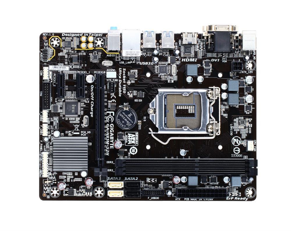 GA-H81M-S2H(rev.1.0) Gigabyte Socket LGA 1150 Intel H81 Express Chipset Core i7 / i5 / i3 / Pentium / Celeron Processors Support DDR3 2x DIMM 2x SATA 6.0Gb/s Micro-ATX Motherboard (Refurbished) GA-H81M-S2H (rev. 1.0)