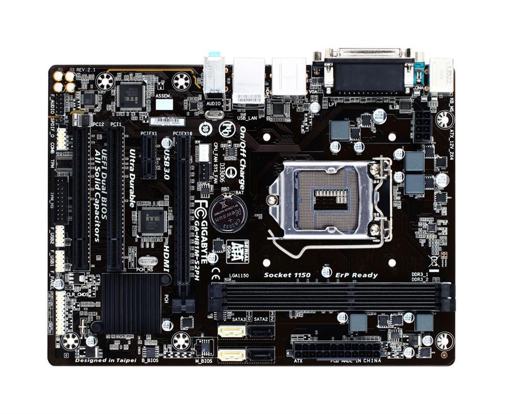 GA-H81M-S2PH(rev.2.0) Gigabyte Socket LGA 1150 Intel H81 Express Chipset Core i7 / i5 / i3 / Pentium / Celeron Processors Support DDR3 2x DIMM 2x SATA 6.0Gb/s Micro-ATX Motherboard (Refurbished) GA-H81M-S2PH (rev. 2.0)