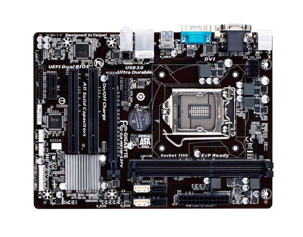 GA-H81M-S2PV(rev.3.0) Gigabyte Socket LGA 1150 Intel H81 Express Chipset Core i7 / i5 / i3 / Pentium / Celeron Processors Support DDR3 2x DIMM 2x SATA 6.0Gb/s Micro-ATX Motherboard (Refurbished) GA-H81M-S2PV (rev. 3.0)
