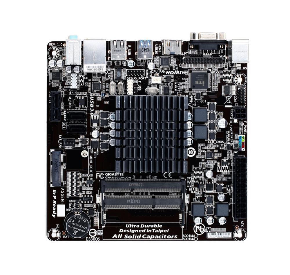 GA-J1900N-D2H(rev.1.x) Gigabyte Intel Quad-Core Celeron J1900 SoC Processors Support DDR3 2x DIMM 2x SATA 3.0Gb/s Mini-ITX Motherboard (Refurbished) GA-J1900N-D2H (rev. 1.x)