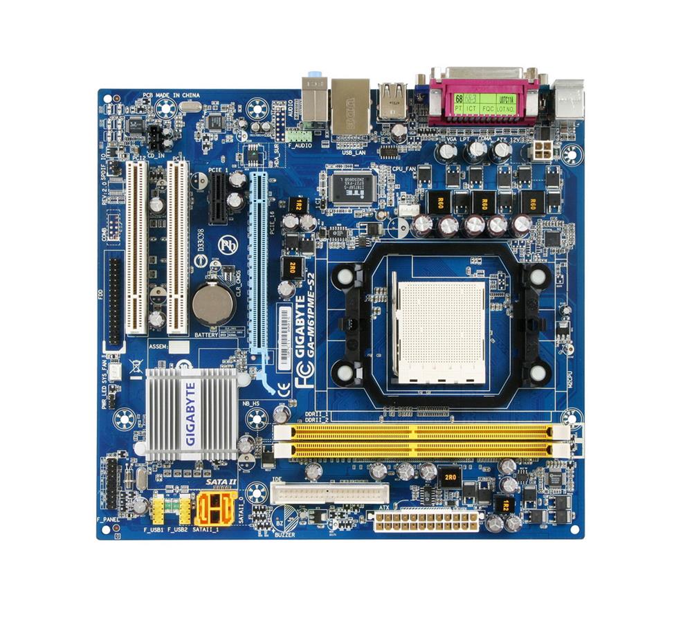 GA-M61SME-S2 Gigabyte Socket AM2 AMD Nvidia GeForce 6100/ nForce 405 Chipset AMD Athlon 64/ Athlon 64 X2/ Athlon 64 FX/ AMD Sempron Processors Support DDR2 2x DIMM 2x SATA 3.0Gb/s Micro-ATX Motherboard (Refurbished)