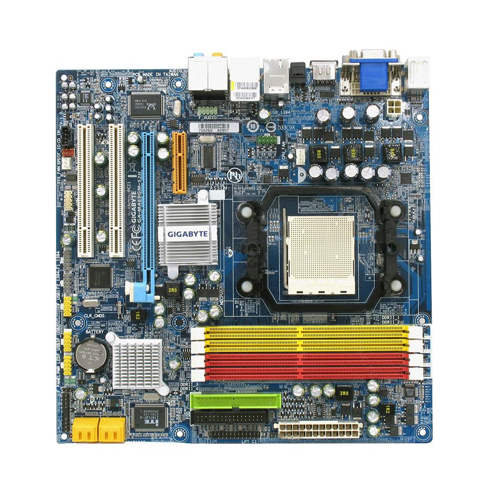 GA-MA69GM-S2H Gigabyte Socket AM2 AMD 690G + SB600 Chipset AMD Athlon 64 FX/ Athlon 64 X2/ Athlon 64/ AMD Sempron Processors Support DDR2 4x DIMM 4x SATA 3.0Gb/s Micro-ATX Motherboard (Refurbished)
