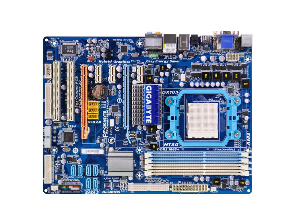 GA-MA785GT-UD3H(rev.1.0) Gigabyte Socket AM3 AMD 785G/ SB710 Chipset AMD Phenom II/ AMD Athlon II Processors Support DDR3 4x DIMM 6x SATA 3.0Gb/s ATX Motherboard (Refurbished) GA-MA785GT-UD3H (rev. 1.0)
