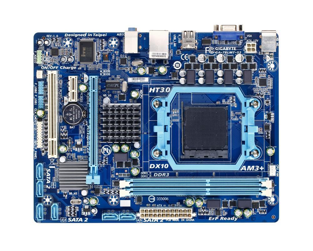 GA-MA78LMT-S2(rev.3.3) Gigabyte AM3 AMD 760GX/ SB710 Chipset AMD Phenom II/ AMD Athlon II Processors Support DDR3 2x DIMM 4x SATA 3.0Gb/s Micro-ATX Motherboard (Refurbished)
