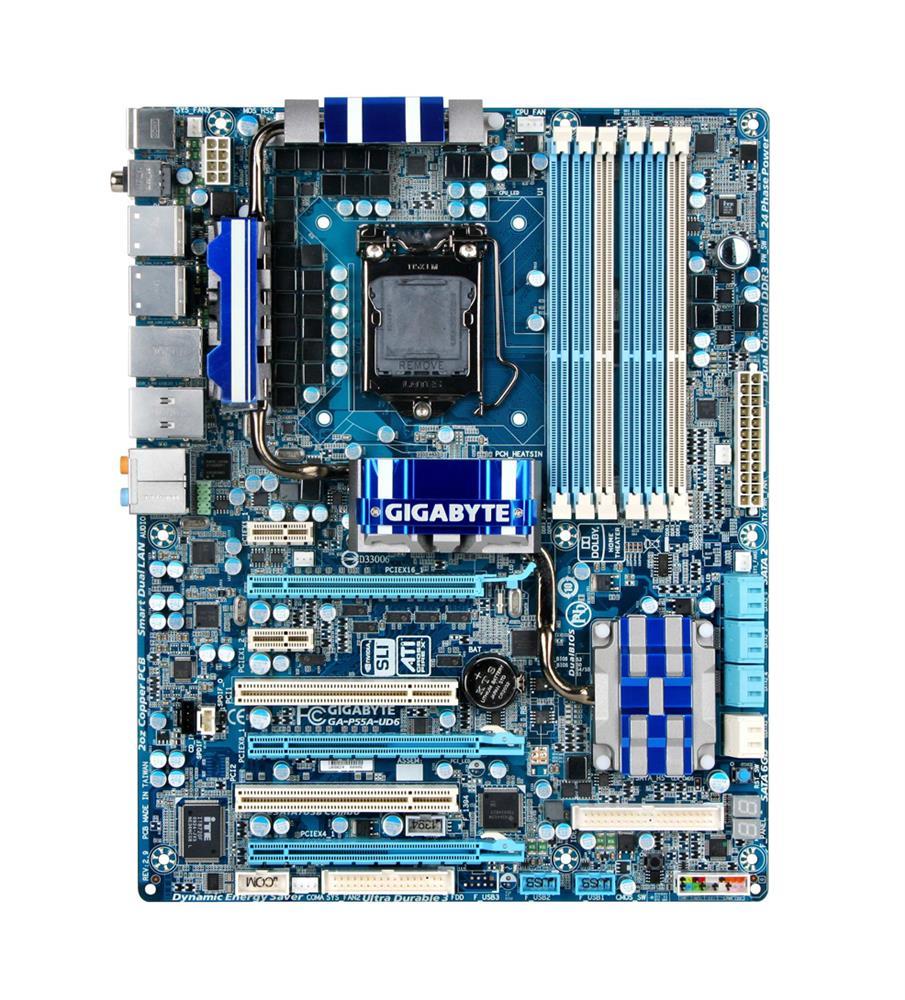 GA-P55A-UD6(rev.1.0) Gigabyte Socket LGA 1156 Intel P55 Express Chipset Core i7 / i5 / i3 / Processors Support DDR3 6x DIMM 6x SATA 3.0Gb/s ATX Motherboard (Refurbished) GA-P55A-UD6 (rev. 1.0)