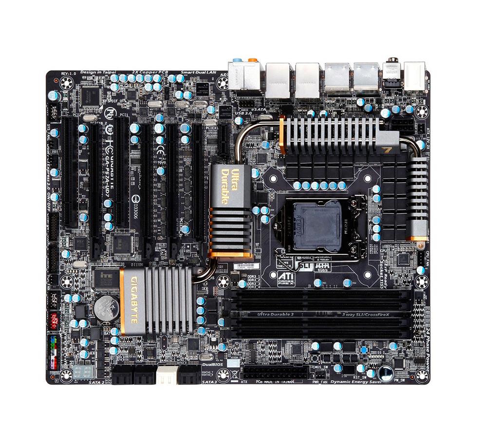GA-P67A-UD7(rev.1.0) Gigabyte Socket LGA 1155 Intel P67 Express Chipset Core i7 / i5 / i3 / Pentium / Celeron Processors Support DDR3 4x DIMM 2x SATA 6.0Gb/s ATX Motherboard (Refurbished) GA-P67A-UD7 (rev. 1.0)