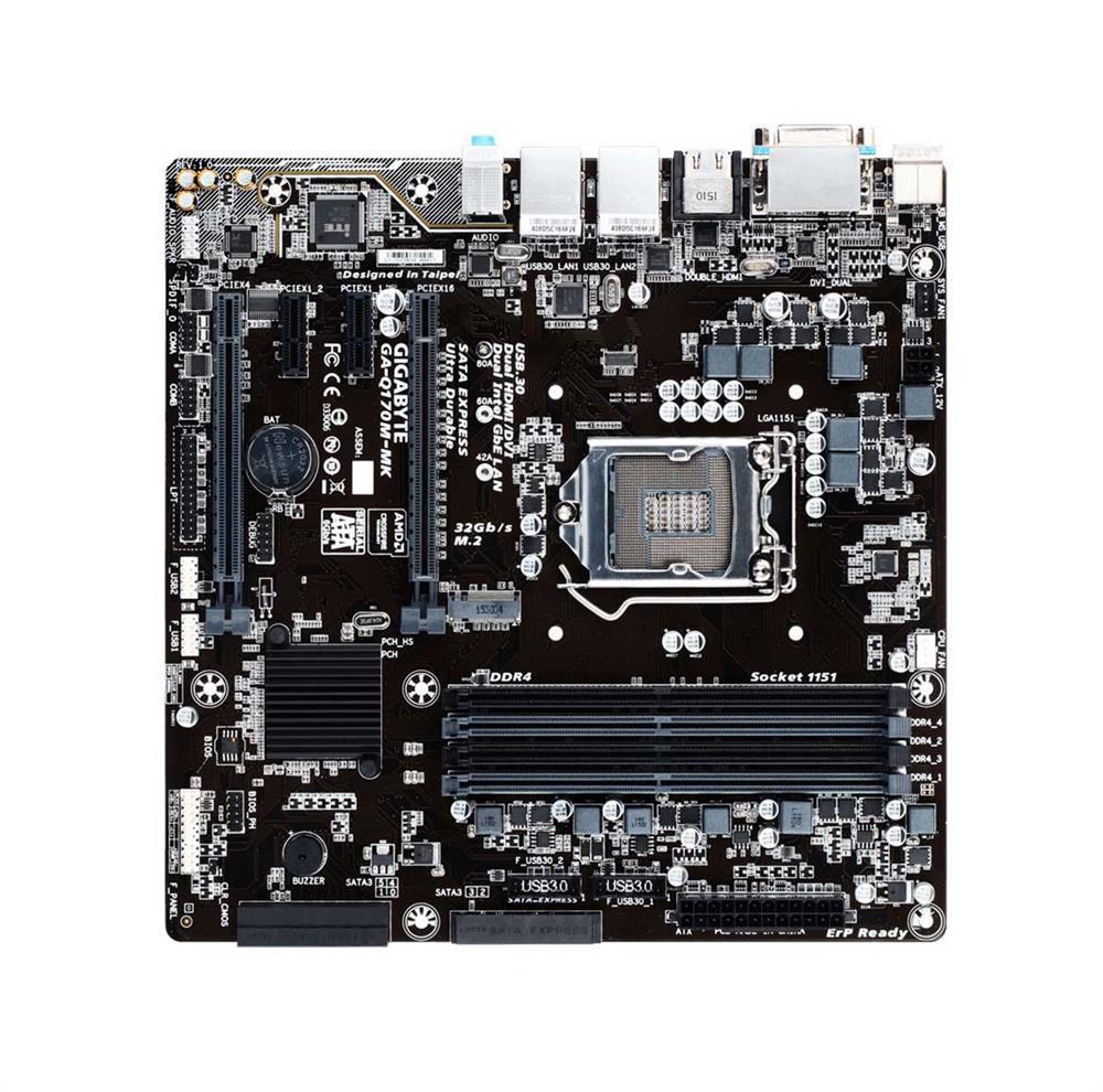 GA-Q170M-MK(rev.1.0) Gigabyte Socket LGA 1151 Intel Q170 Express Chipset 7th/6th Generation Core i7 / i5 / i3 / Pentium / Celeron Processors Support DDR4 4x DIMM 6x SATA 6.0Gb/s Micro-ATX Motherboard (Refurbished) GA-Q170M-MK (rev. 1.0)