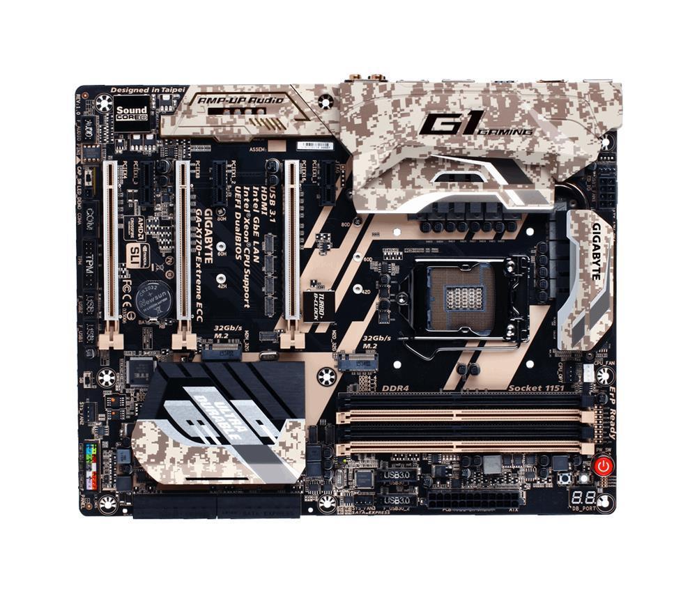 GA-X170-EXTREMEECC(rev.1.0) Gigabyte Socket LGA 1151 Intel C236 Chipset Xeon E3-1200 v5/ E3-1200 v6/ Core Processors/ Pentium / Celeron Processors Support DDR4 4x DIMM 6x SATA 6.0Gb/s ATX Motherboard (Refurbished) GA-X170-EXTREME ECC (rev. 1.0)