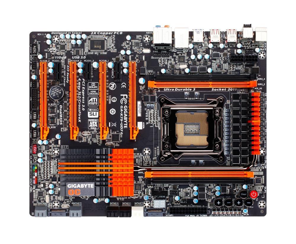 GA-X79-UD5(rev.1.0) Gigabyte Socket LGA 2011 Intel X79 Express Chipset Core i7 Extreme Edition Processors Support DDR3 8x DIMM 6x SATA 6.0Gb/s Extended ATX Motherboard (Refurbished) GA-X79-UD5 (rev. 1.0)
