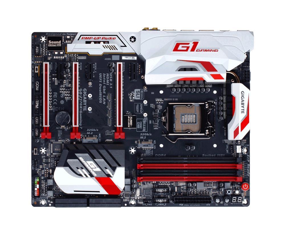 GA-Z170X-Gaming 7-EK rev. 1.0 Gigabyte Socket LGA 1151 Intel Z170 Express Chipset 7th/6th Generation Core i7 / i5/ i3 / Pentium / Celeron Processors Support DDR4 4x DIMM 6x SATA 6.0Gb/s ATX Motherboard (Refurbished)